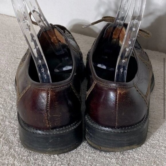 Vintage Brown Woven Leather Upper Lace Up Derby Shoes 12 - Picture 6 of 14